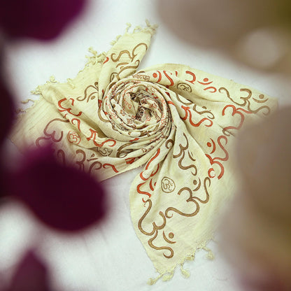 Indian Vintage Ivory Dupatta Long Stole 100% Pure Khadi Silk Hand Woven/ Painted Indian Scarves Veil Scarf Wrap Hippie Fringes