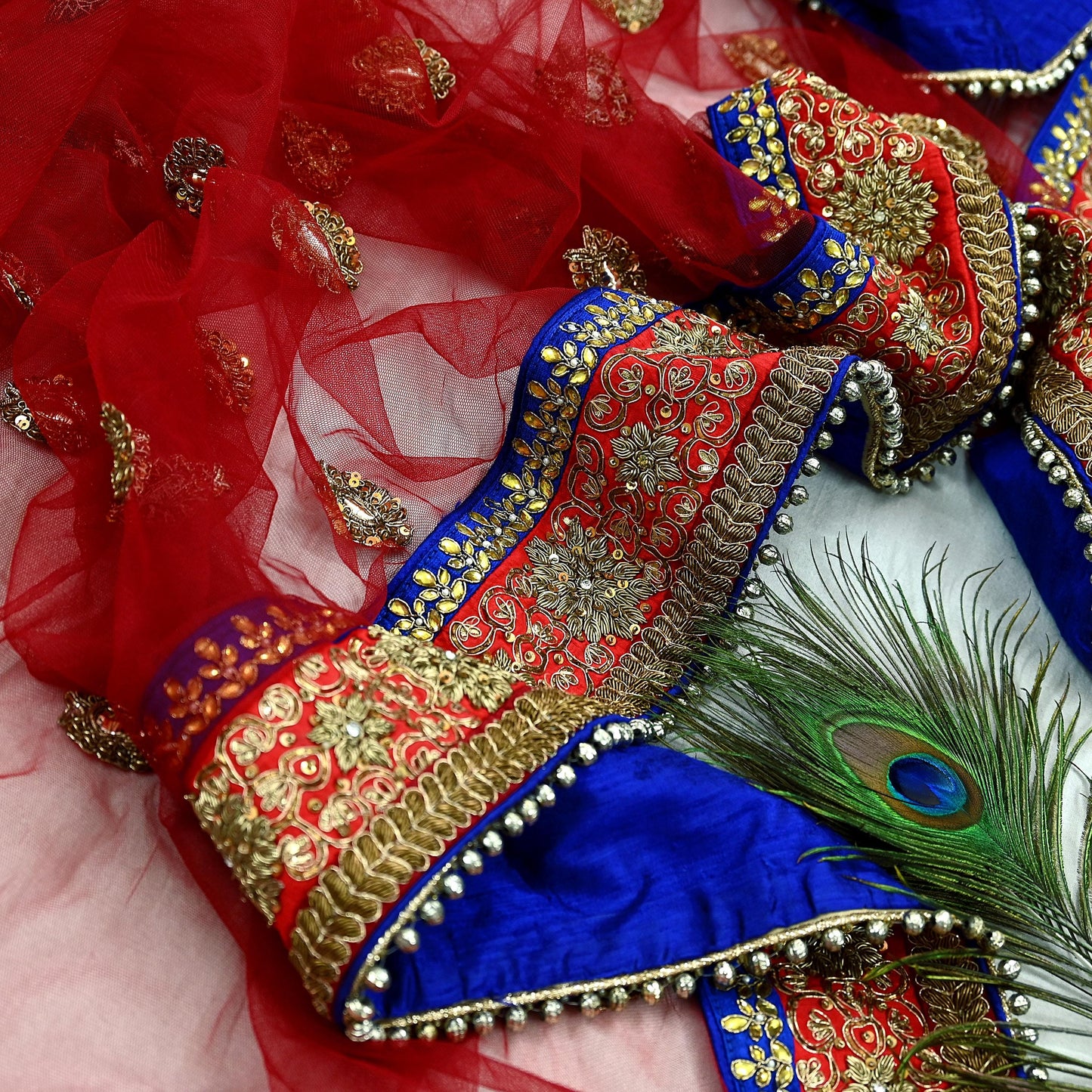 Indian Vintage Heavy Wedding Dupatta Red Net Long Stole Hand Embroidered By Designer Sabyasachi Scarves Zardozi Bridal Veil