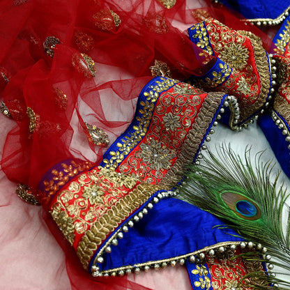 Indian Vintage Heavy Wedding Dupatta Red Net Long Stole Hand Embroidered By Designer Sabyasachi Scarves Zardozi Bridal Veil