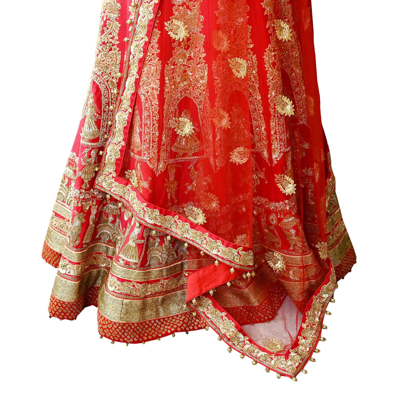 Indian Heavy Wedding Red Net/Pure Satin Silk Hand Embroidered Lehenga 3pcs Set Designer By Manish Malhotra Party Wear