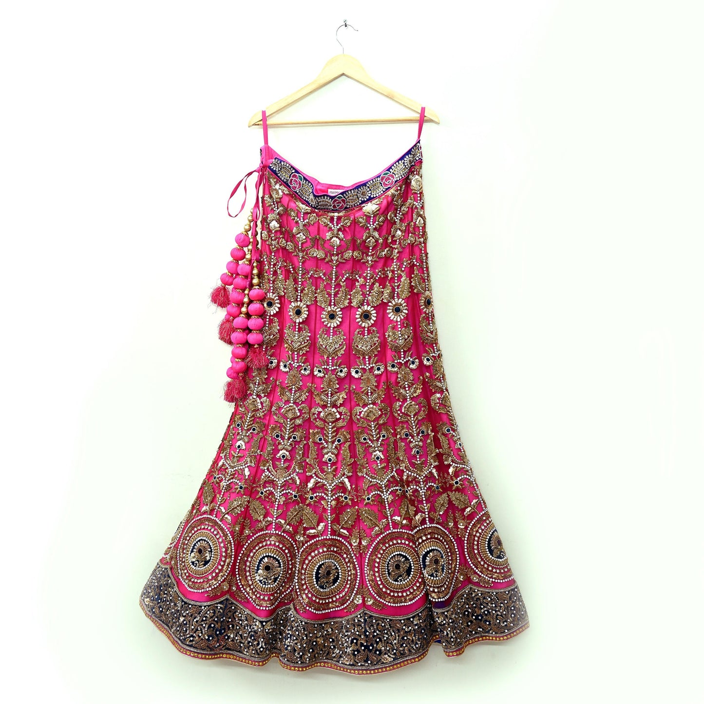 Indian Heavy Wedding Pink Net Hand Embroidered Lehenga/Skirt Designer By Anamika Khanna Bridal Wear Zardozi/ Dabka Bollywood skirt