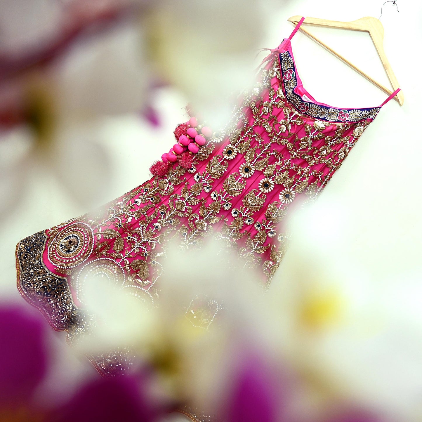 Indian Heavy Wedding Pink Net Hand Embroidered Lehenga/Skirt Designer By Anamika Khanna Bridal Wear Zardozi/ Dabka Bollywood skirt