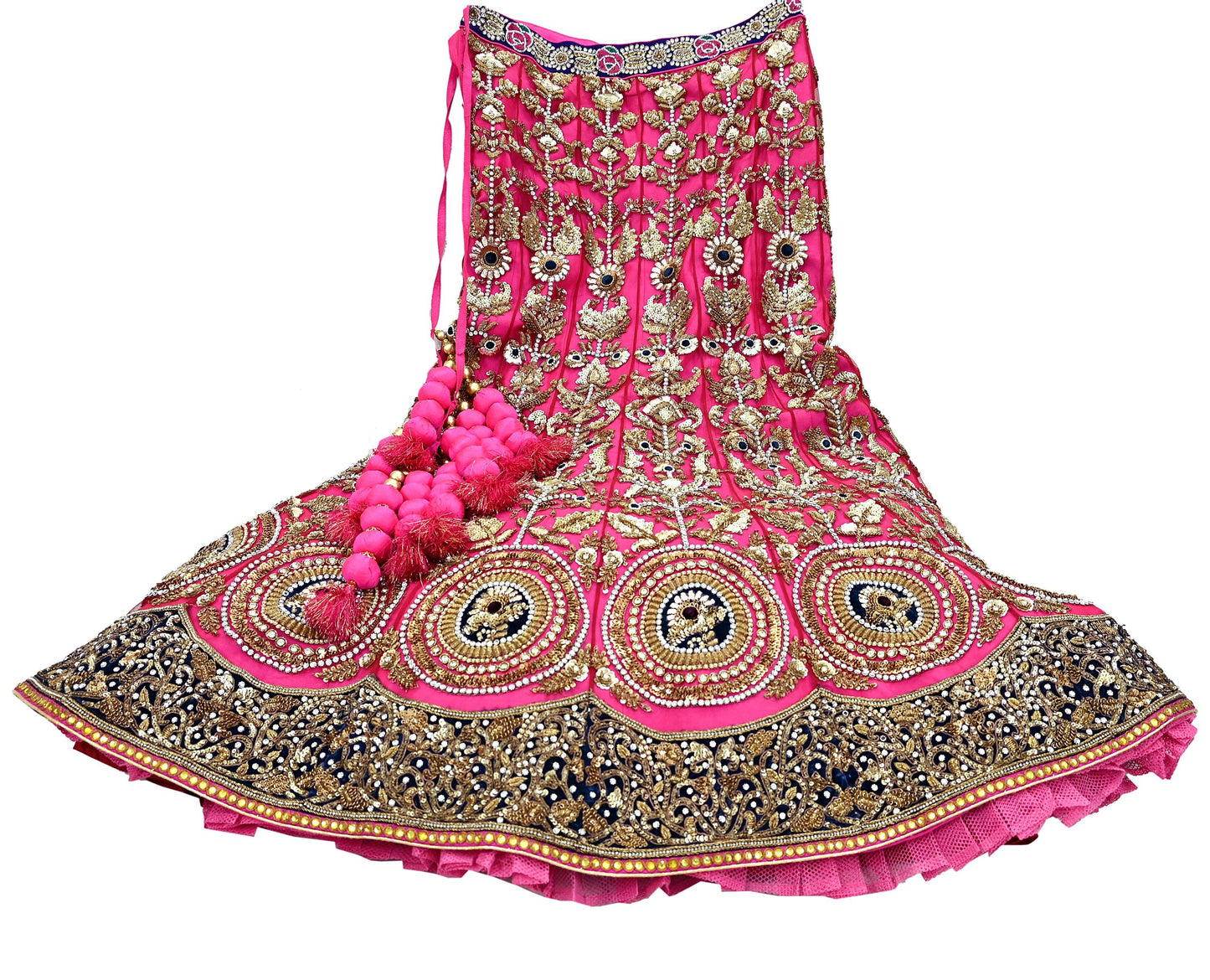 Indian Heavy Wedding Pink Net Hand Embroidered Lehenga/Skirt Designer By Anamika Khanna Bridal Wear Zardozi/ Dabka Bollywood skirt