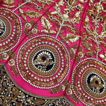 Indian Heavy Wedding Pink Net Hand Embroidered Lehenga/Skirt Designer By Anamika Khanna Bridal Wear Zardozi/ Dabka Bollywood skirt