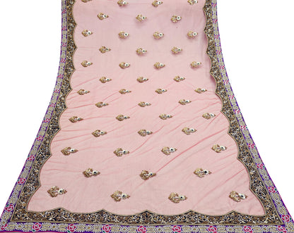 Indian Vintage Heavy Wedding Maroon Net/Mesh/Velvet Hand Embroidered Dupatta Designer By Anamika Khanna Bridal Wear Dabka Zardozi Veil Hijab