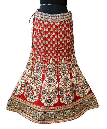 Indian Heavy Wedding red Hand Embroidered Lehenga/Skirt Designer By Anamika Khanna Bridal Wear Zardozi/ Dabka Bollywood skirt