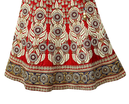 Indian Heavy Wedding red Hand Embroidered Lehenga/Skirt Designer By Anamika Khanna Bridal Wear Zardozi/ Dabka Bollywood skirt