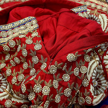 Indian Heavy Wedding red Hand Embroidered Lehenga/Skirt Designer By Anamika Khanna Bridal Wear Zardozi/ Dabka Bollywood skirt