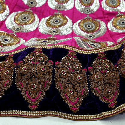 Indian Heavy Wedding purple Pure Chanderi Silk Hand Embroidered Lehenga/Skirt Designer By Manish Malhotra Bridal Wear Zardozi/ Dabka