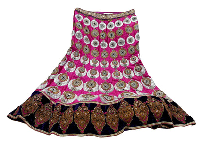 Indian Heavy Wedding purple Pure Chanderi Silk Hand Embroidered Lehenga/Skirt Designer By Manish Malhotra Bridal Wear Zardozi/ Dabka