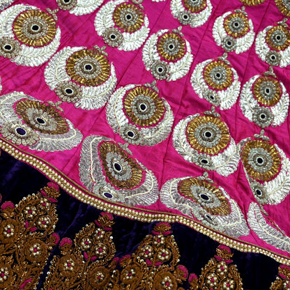 Indian Heavy Wedding purple Pure Chanderi Silk Hand Embroidered Lehenga/Skirt Designer By Manish Malhotra Bridal Wear Zardozi/ Dabka