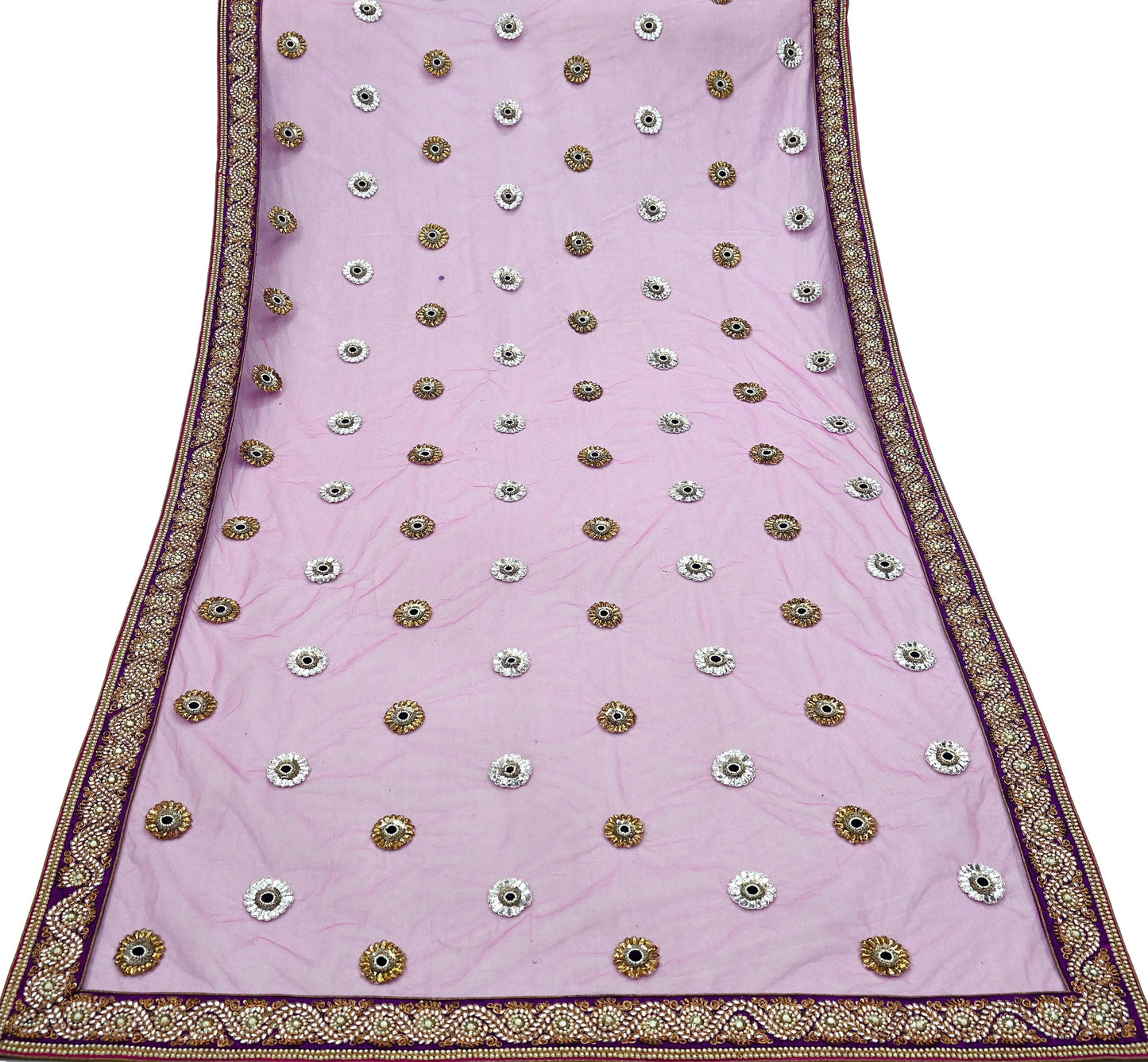 Indian Vintage Heavy Wedding purple Net/Mesh Hand Embroidered Dupatta Designer By Manish Malhotra Bridal Wear Zardozi Veil Hijab