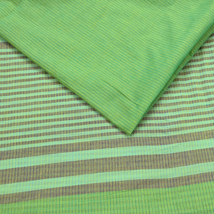 Indian Vintage Sari Green Pure Cotton Hand Woven Sarees Craft Fabric 5yd Ethnic Paisley Crafting Upcycle Quilting Dress Making Fringes