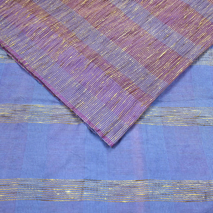 Indian Vintage Sari Blue & Purple Organza Cotton Hand Woven Sarees Craft Fabric 5yd Ethnic Crafting Upcycle Quilting Dress Making