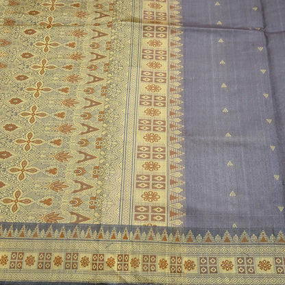 Indian Vintage Heavy Purple Hand Woven Saree 100% Pure Silk Sari 5Yard Floral Dress making Crafting Quilting Upcycle