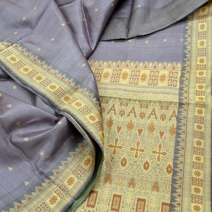 Indian Vintage Heavy Purple Hand Woven Saree 100% Pure Silk Sari 5Yard Floral Dress making Crafting Quilting Upcycle