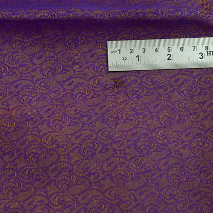 Indian Vintage Sari Purple Hand Embroidered Saree Pure Organza Silk Craft Fabric 5Yd Ethnic Dress Making Crafting Quilting