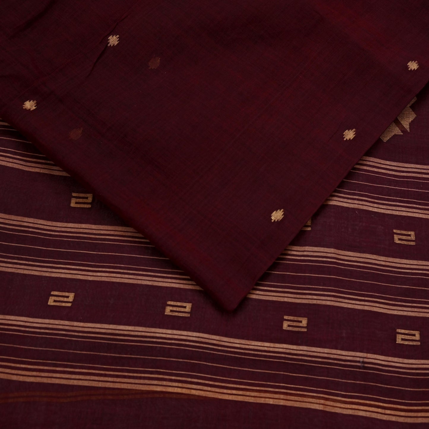 Indian Vintage Sari Maroon Pure Cotton Hand Woven Sarees Craft Fabric 5yd Ethnic Floral Crafting Upcycle Quilting Dress Making