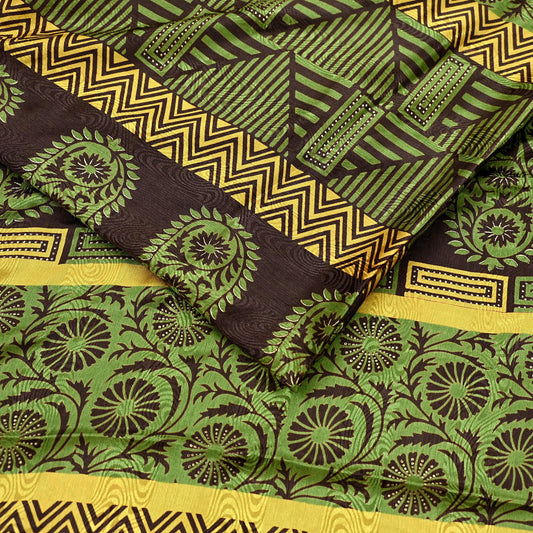 Indian Vintage Sari Moss Crepe Printed/Painted Saree Floral 5 Yards Soft Craft Fabric for Dressmaking, Décor, Quilting & Upcycling Crafting