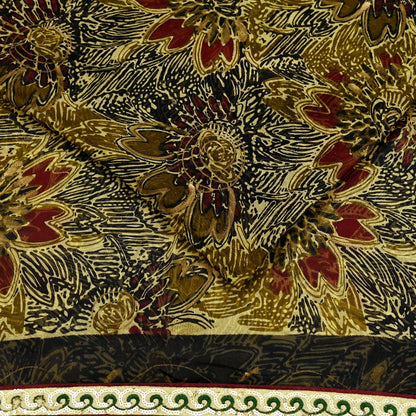 Vintage Sari 100% Pure Chiffon Silk Printed Sarees Sewing 5yd Craft Fabric Soft Dress Designing for Crafting Floral Quilting Upcycle