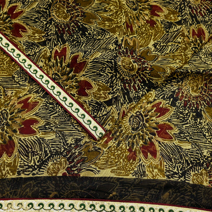 Vintage Sari 100% Pure Chiffon Silk Printed Sarees Sewing 5yd Craft Fabric Soft Dress Designing for Crafting Floral Quilting Upcycle