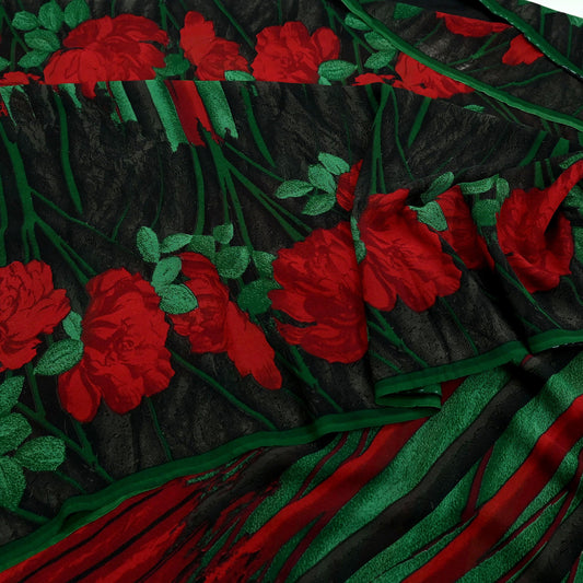 Indian Vintage Sari Green 100% Pure Georgette Silk Printed Sarees Sewing 5yd Craft Soft Dress Designing for Crafting Abstract