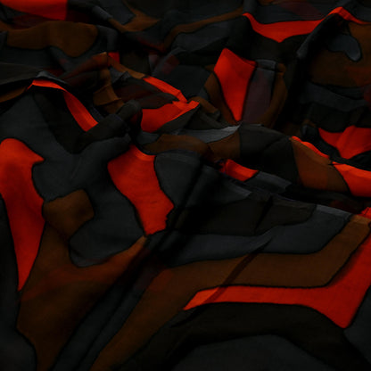 Indian Vintage Sari Multi Pure Georgette Silk Printed Sarees 5Yd Craft Fabric Sewing Soft Dress Making Geometric Quilting Used Upcycle