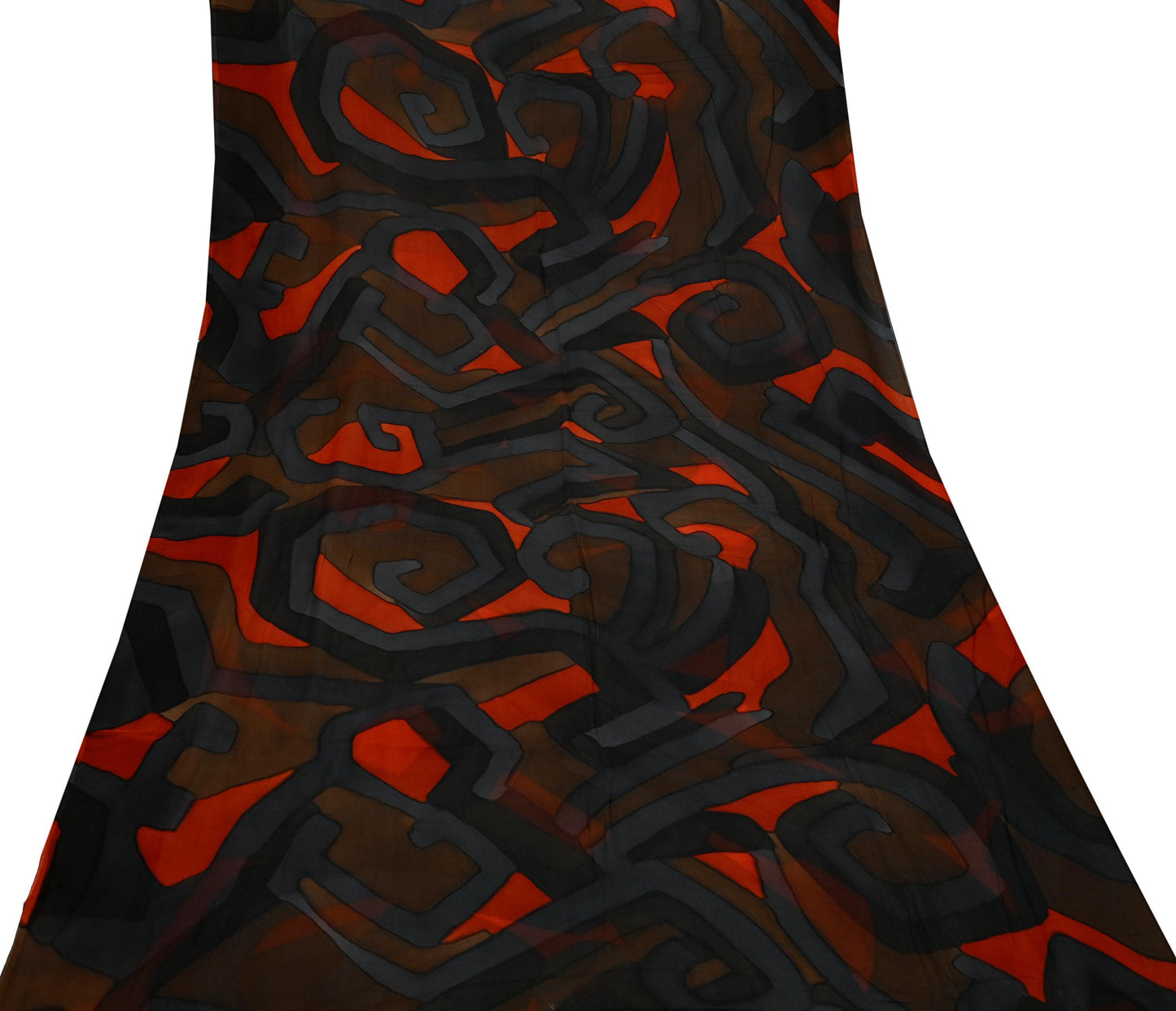 Indian Vintage Sari Multi Pure Georgette Silk Printed Sarees 5Yd Craft Fabric Sewing Soft Dress Making Geometric Quilting Used Upcycle