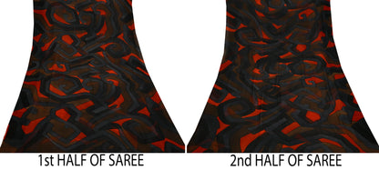 Indian Vintage Sari Multi Pure Georgette Silk Printed Sarees 5Yd Craft Fabric Sewing Soft Dress Making Geometric Quilting Used Upcycle