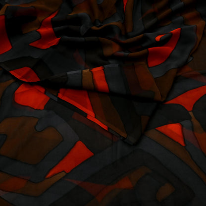 Indian Vintage Sari Multi Pure Georgette Silk Printed Sarees 5Yd Craft Fabric Sewing Soft Dress Making Geometric Quilting Used Upcycle