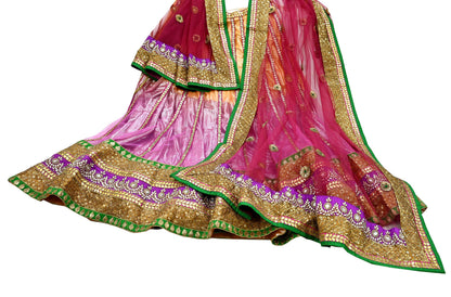 Indian Heavy Multi Mesh/Net Hand Embroidered Lehenga 3pcs Set By Designer Abu Jani Bridal Wear Bollywood Party wear