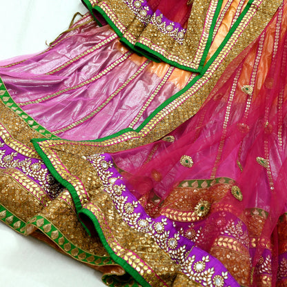 Indian Heavy Multi Mesh/Net Hand Embroidered Lehenga 3pcs Set By Designer Abu Jani Bridal Wear Bollywood Party wear