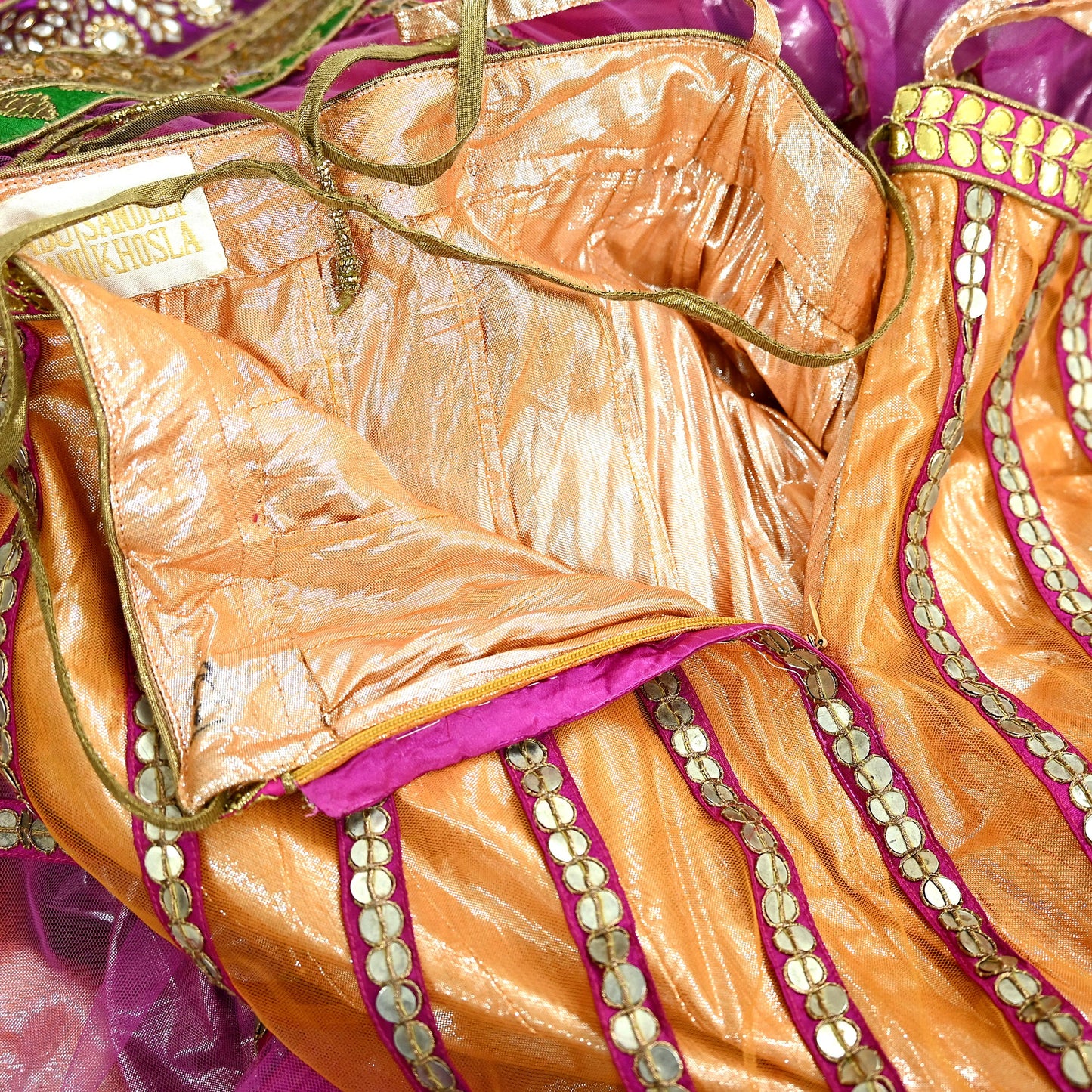 Indian Heavy Multi Mesh/Net Hand Embroidered Lehenga 3pcs Set By Designer Abu Jani Bridal Wear Bollywood Party wear