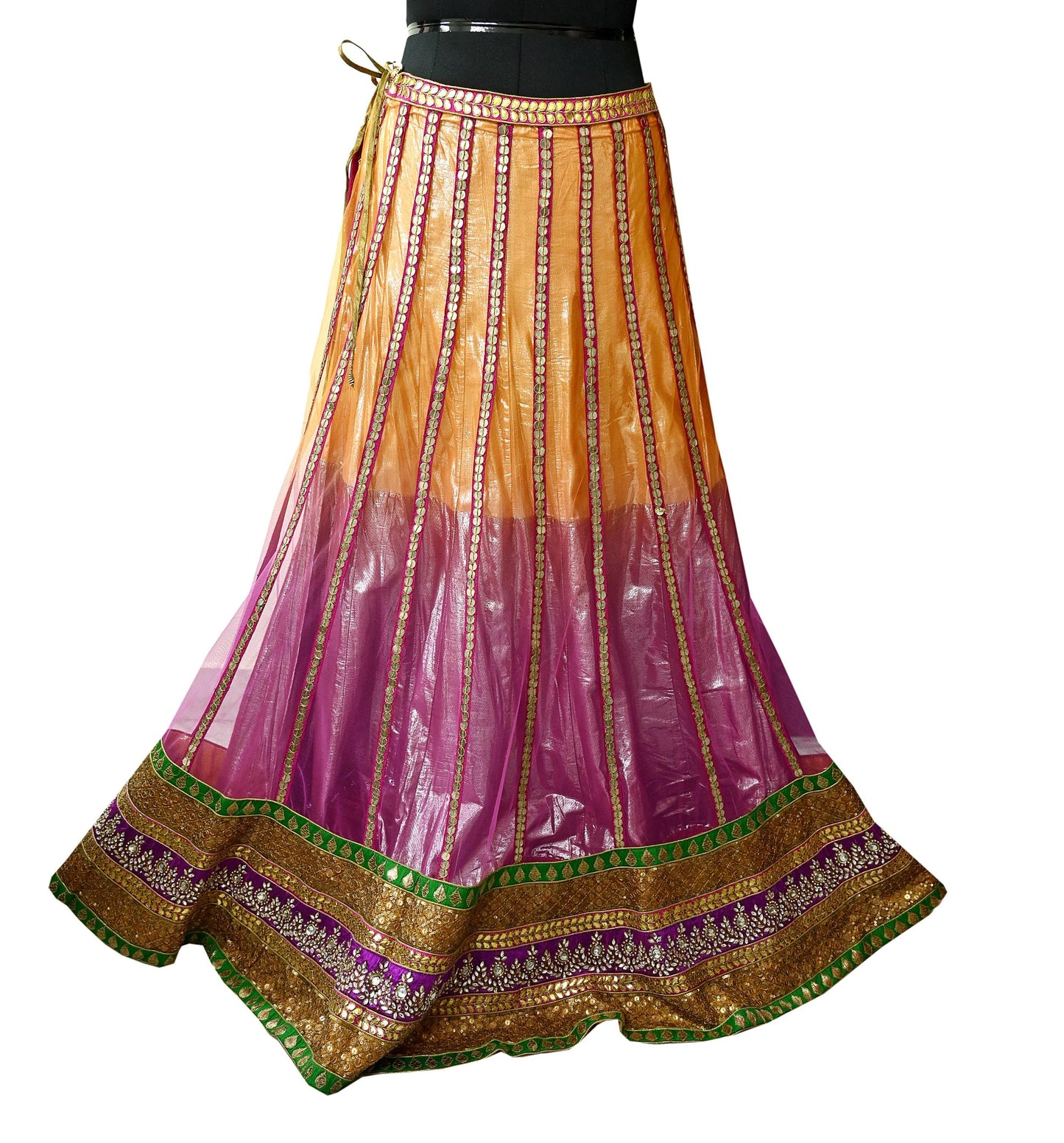 Indian Multi Heavy Wedding Net Hand Embroidered Lehenga/Skirt Designer By Abu Jani Zardozi Bridal Wear bollywood party wear gota patti