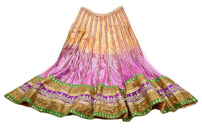 Indian Multi Heavy Wedding Net Hand Embroidered Lehenga/Skirt Designer By Abu Jani Zardozi Bridal Wear bollywood party wear gota patti