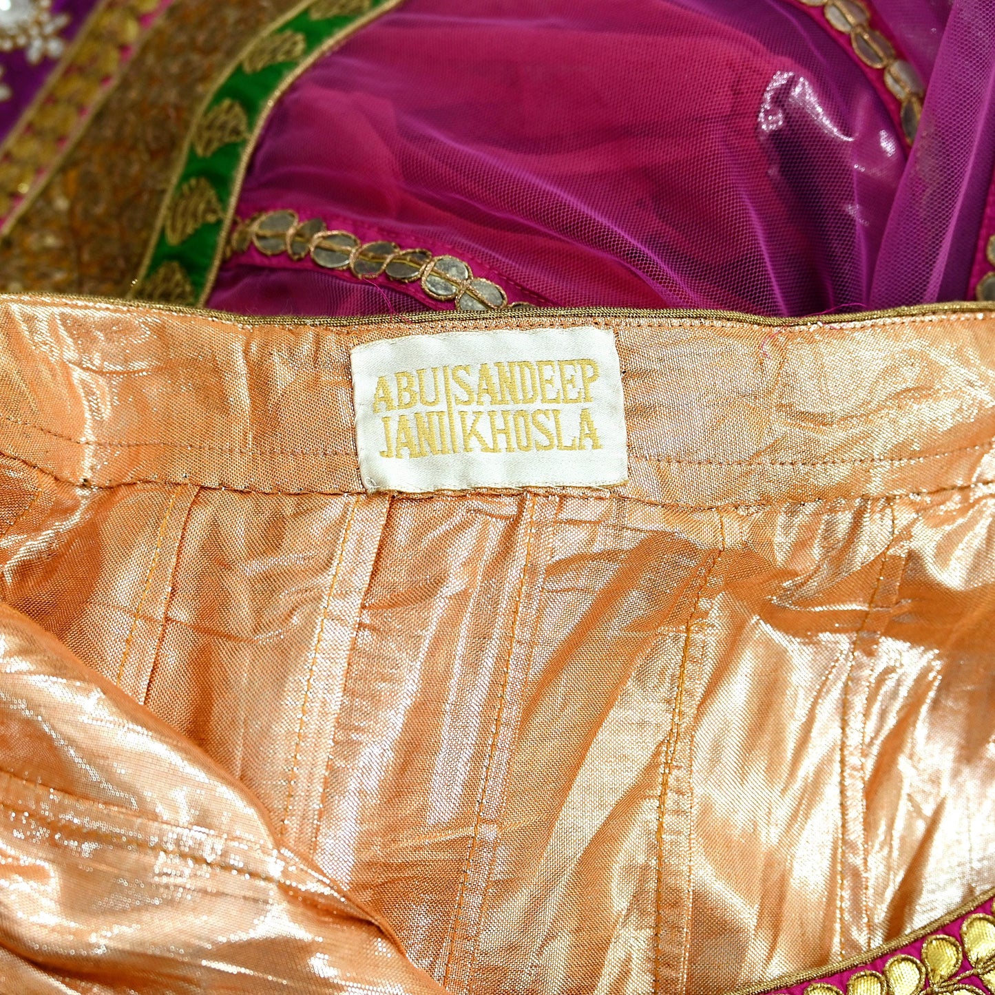 Indian Multi Heavy Wedding Net Hand Embroidered Lehenga/Skirt Designer By Abu Jani Zardozi Bridal Wear bollywood party wear gota patti