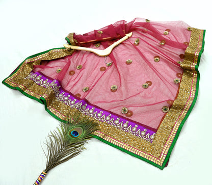 Indian Heavy Wedding Dupatta Pink Net Mesh Long Stole Hand Embroidered Abu Jani Designer Scarves Zardozi Dabka Bridal Veil