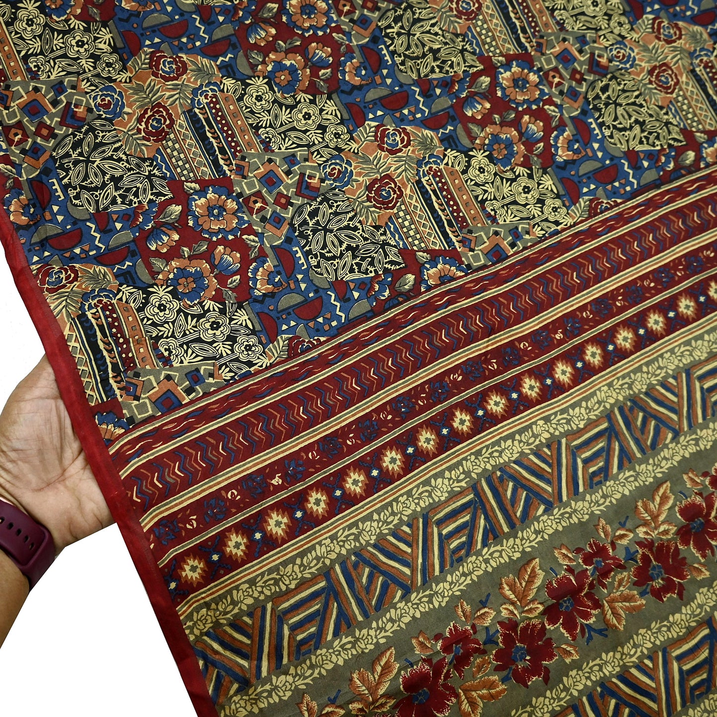 Indian Vintage Multi Pure Silk Printed Saree 5Yards Soft Floral Fabric for Dressmaking, Quilting, Crafting, Sewing, Dress Making