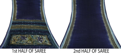 Indian Vintage Sari 100% Pure Silk Printed Woven Saree Fabric 5yd Sewing Craft Fabric Dress Making Soft Floral Abstract Quilting Crafting