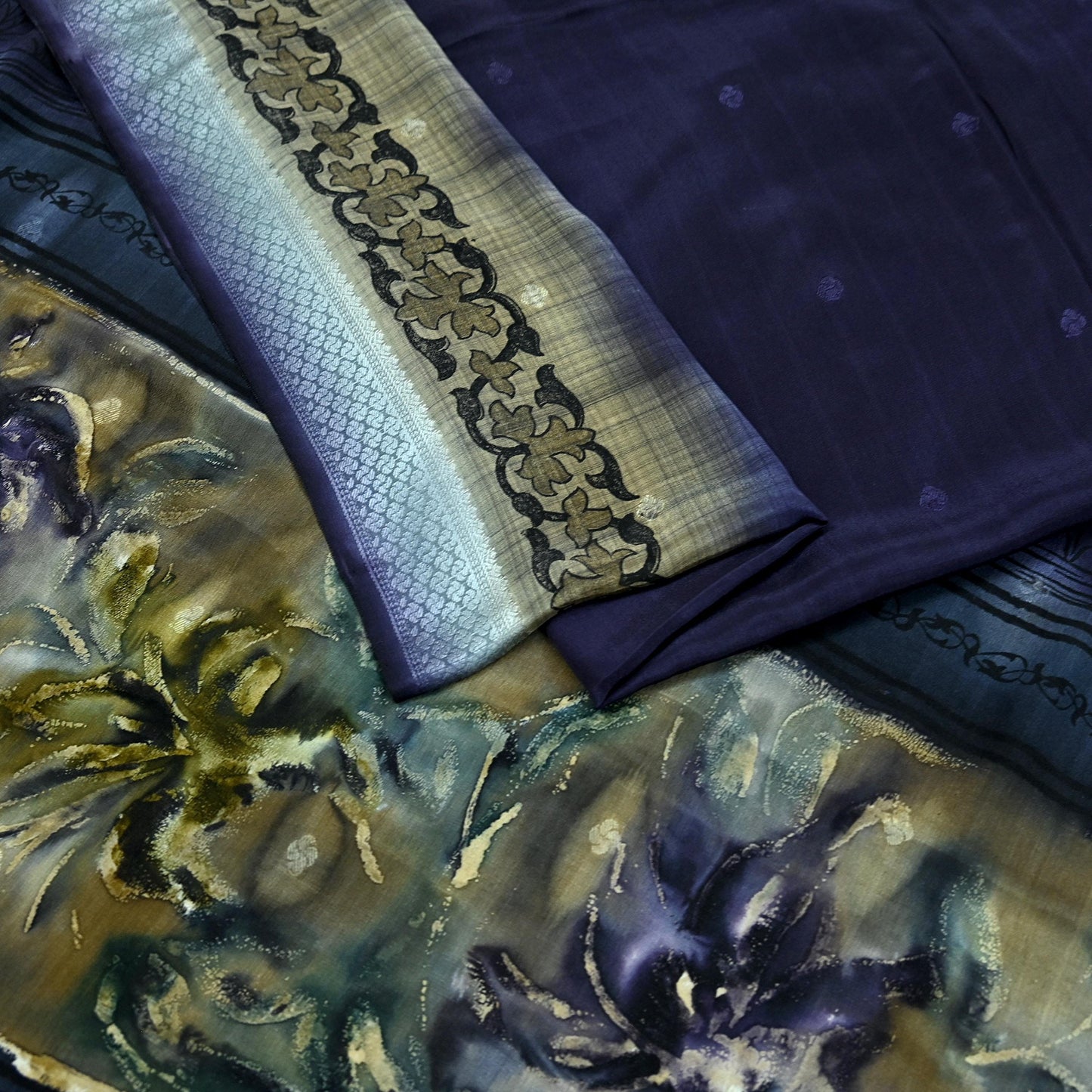 Indian Vintage Sari 100% Pure Silk Printed Woven Saree Fabric 5yd Sewing Craft Fabric Dress Making Soft Floral Abstract Quilting Crafting