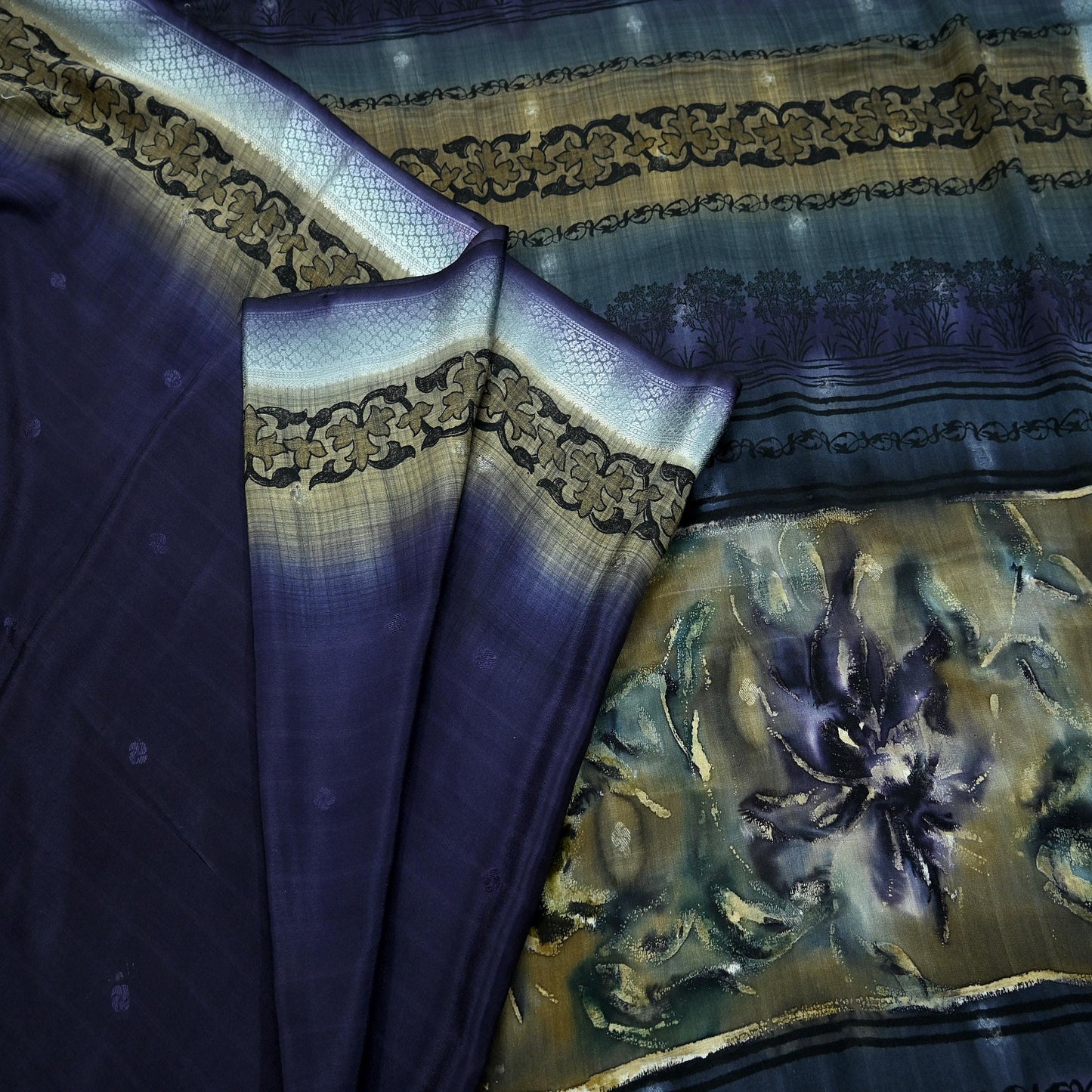 Indian Vintage Sari 100% Pure Silk Printed Woven Saree Fabric 5yd Sewing Craft Fabric Dress Making Soft Floral Abstract Quilting Crafting