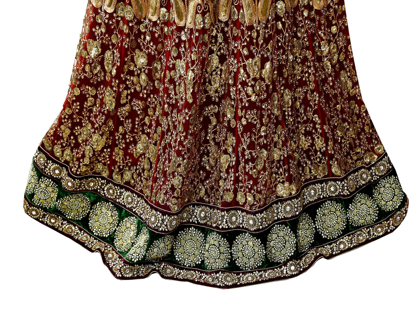 Indian Vintage Heavy maroon Net/Mesh Hand Embroidered Lehenga Skirt By Designer Sabyasachi Bridal Wear Dabka/ Zardozi