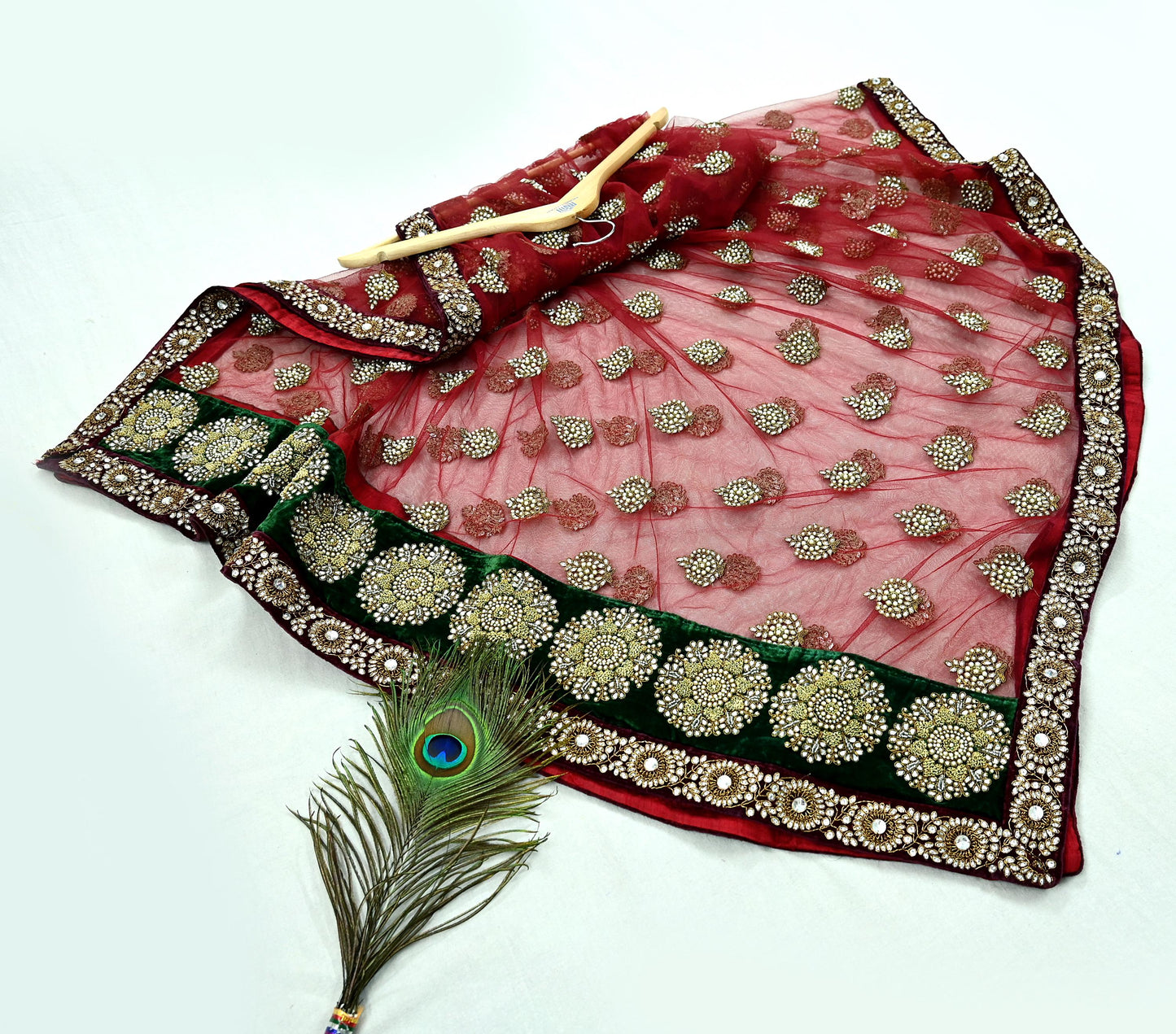 Indian Vintage Heavy Wedding Dupatta Maroon Net Long Stole Hand Embroidered By Designer Sabyasachi Scarves Zardozi Bridal Veil