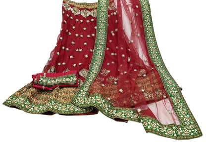 Indian Heavy Maroon Pure Chanderi Silk/Net Hand Embroidered Lehenga 3pcs Set By Designer Sabyasachi Bridal Wear Bollywood party wear