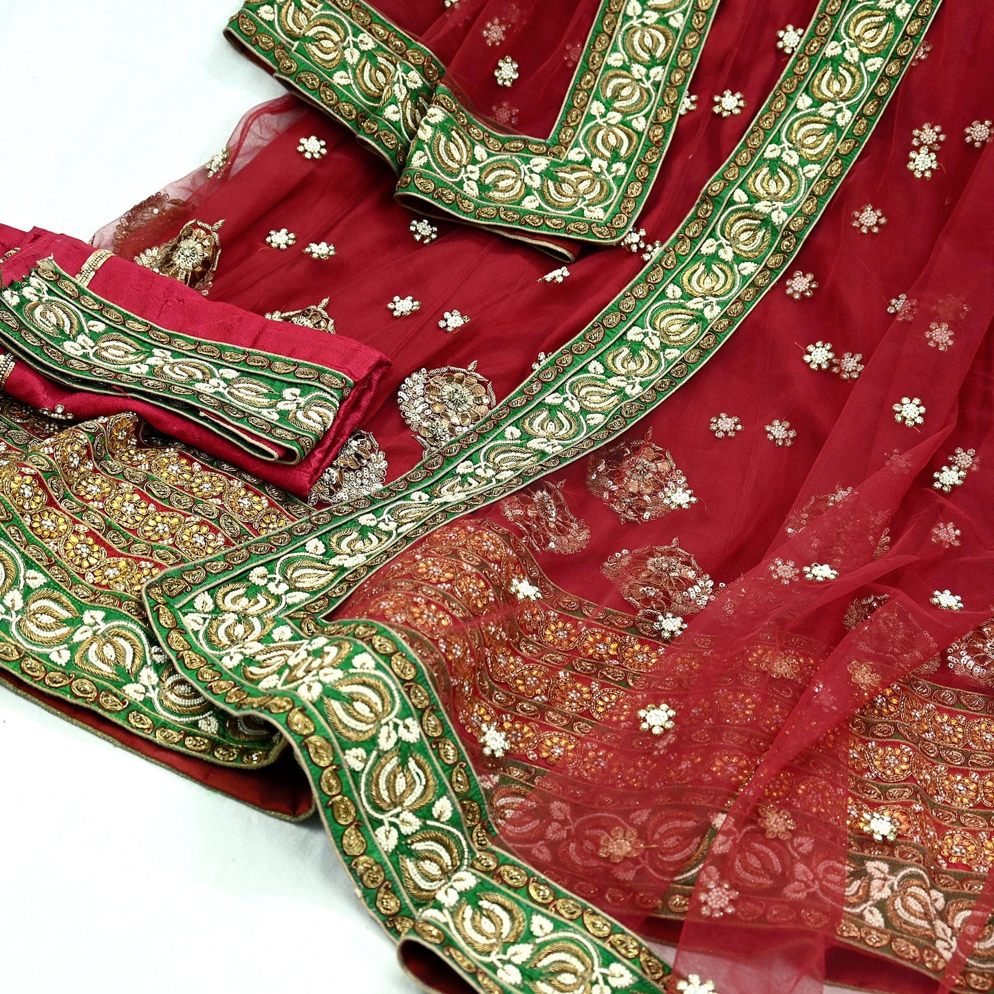 Indian Heavy Maroon Pure Chanderi Silk/Net Hand Embroidered Lehenga 3pcs Set By Designer Sabyasachi Bridal Wear Bollywood party wear