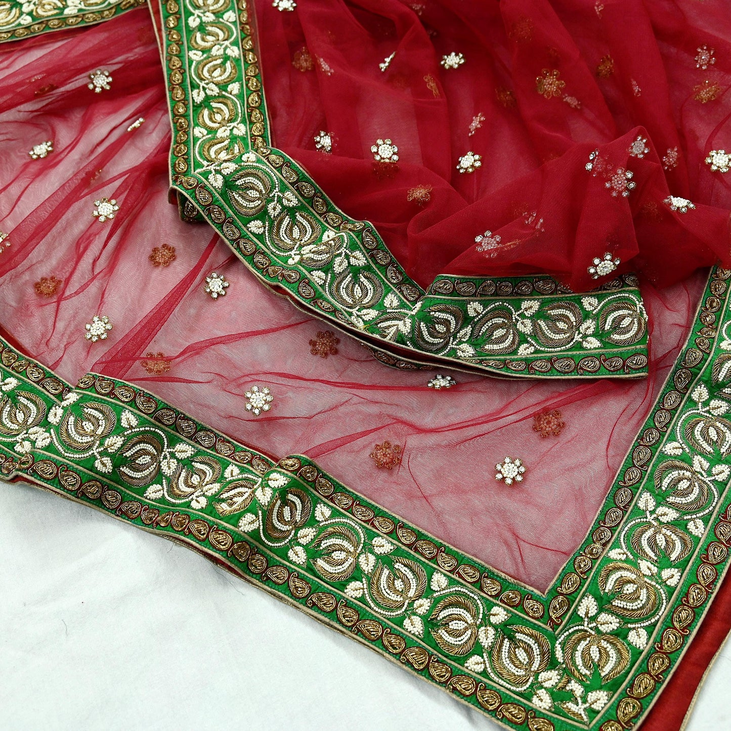 Indian Vintage Heavy Wedding Dupatta Maroon Net Long Stole Hand Embroidered By Designer Sabyasachi Scarves Zardozi Bridal Veil