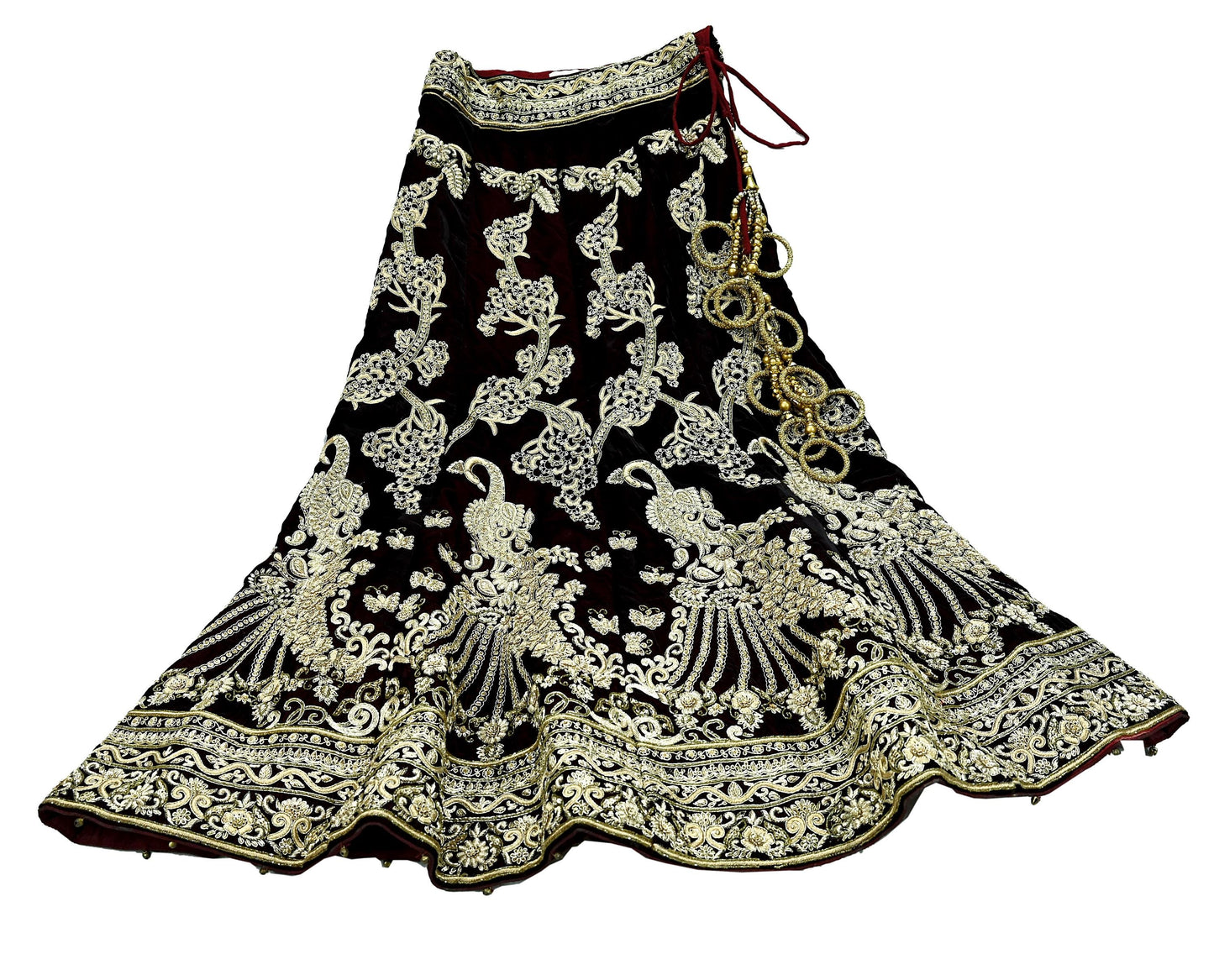 Indian Heavy Wedding Maroon Velvet Hand Embroidered Lehenga/Skirt Designer By Manish Malhotra Bridal Wear Zardozi/ Dabka