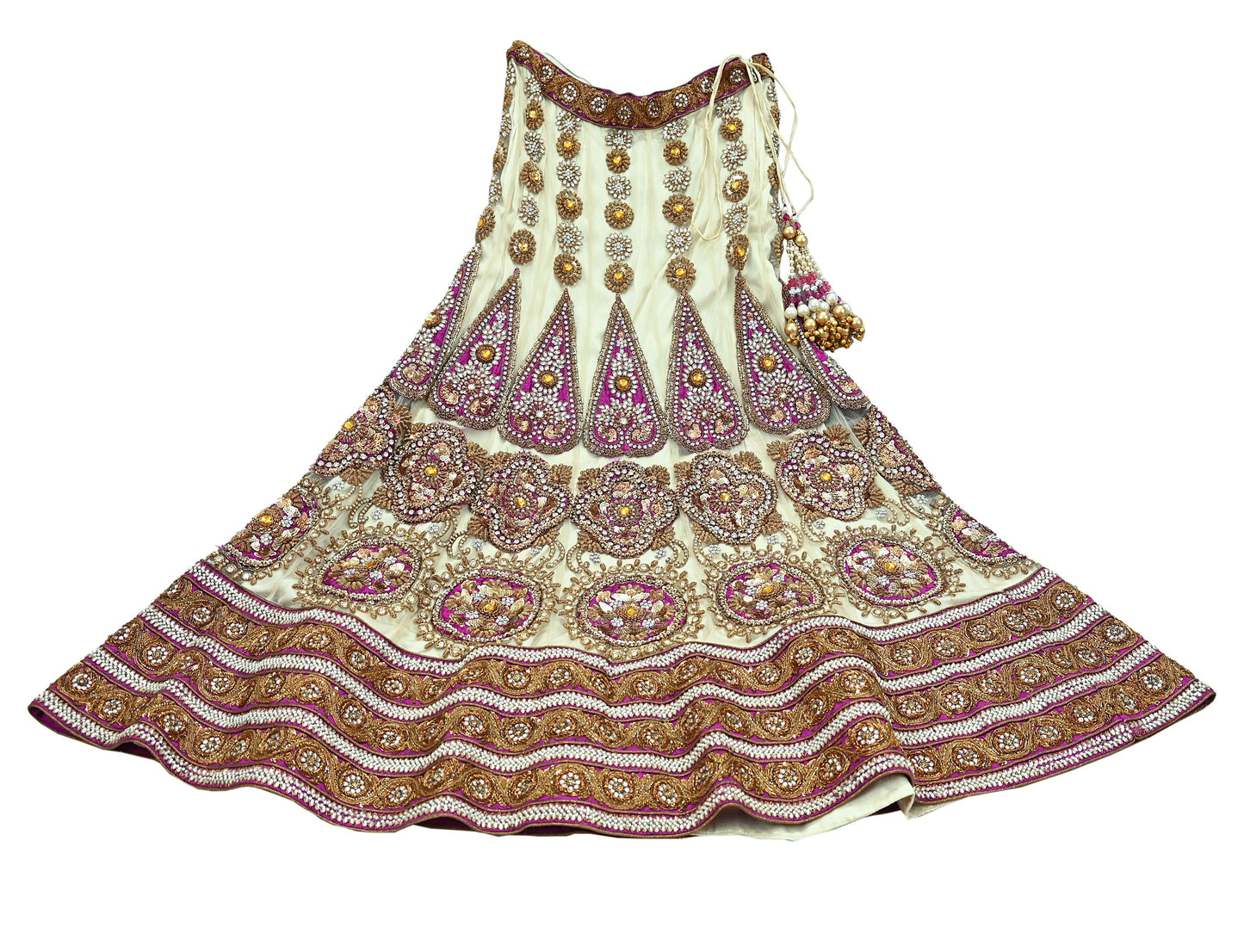 Indian Heavy Wedding White Net/Mesh Hand Embroidered Lehenga/Skirt Designer By Manish Malhotra Bridal Wear Zardozi/ Dabka Bollywood skirt