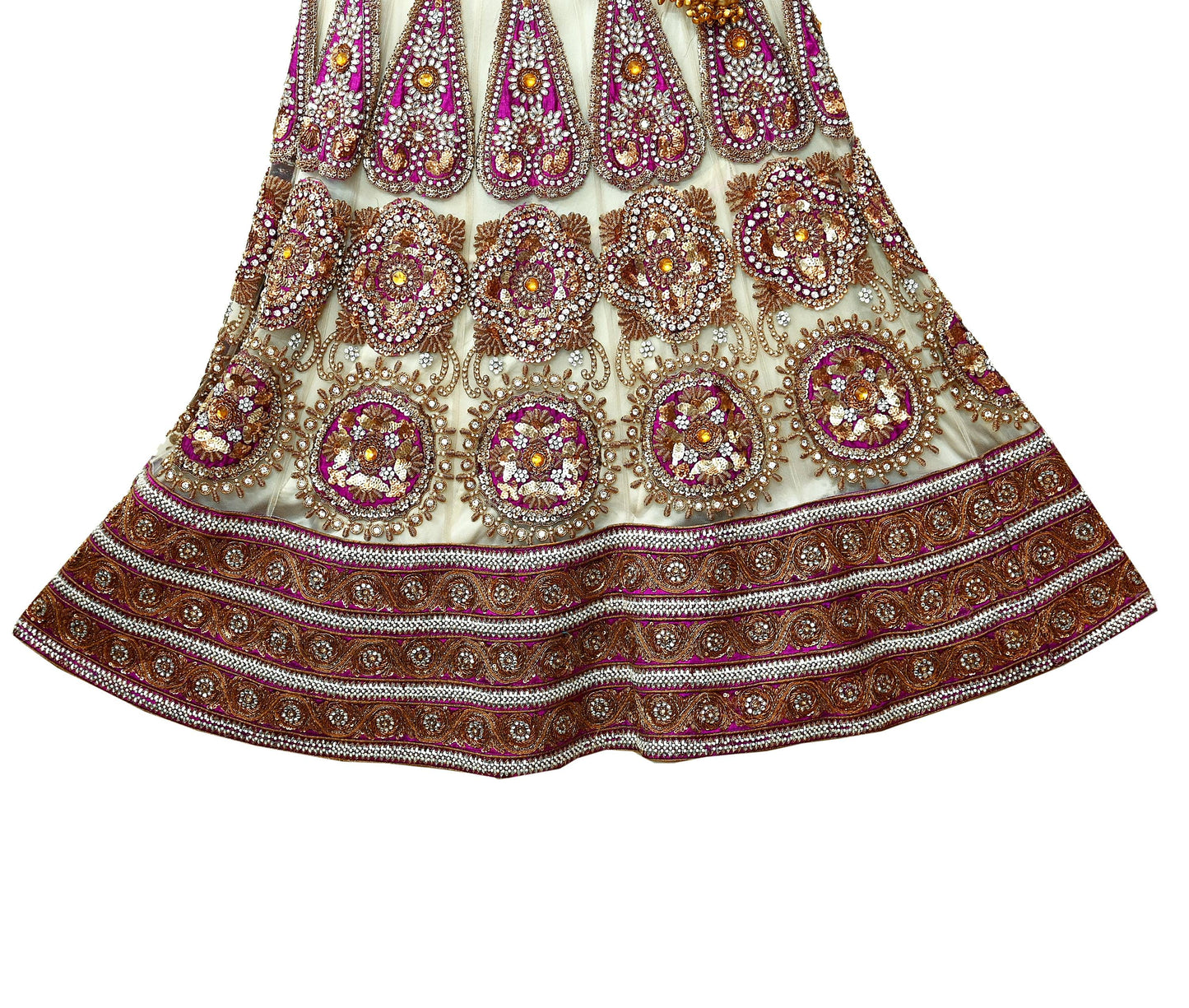 Indian Heavy Wedding White Net/Mesh Hand Embroidered Lehenga/Skirt Designer By Manish Malhotra Bridal Wear Zardozi/ Dabka Bollywood skirt