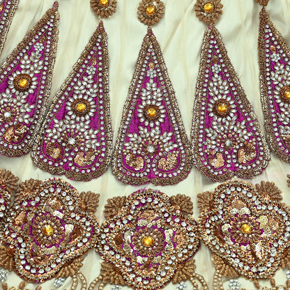 Indian Heavy Wedding White Net/Mesh Hand Embroidered Lehenga/Skirt Designer By Manish Malhotra Bridal Wear Zardozi/ Dabka Bollywood skirt